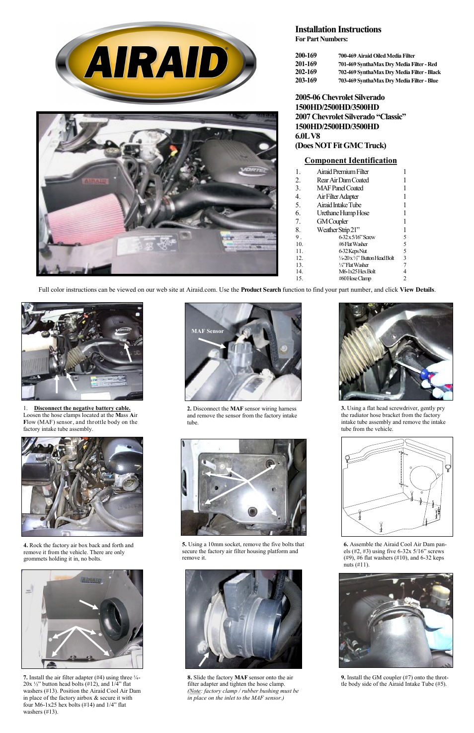 Airaid 200-169 User Manual | 2 pages