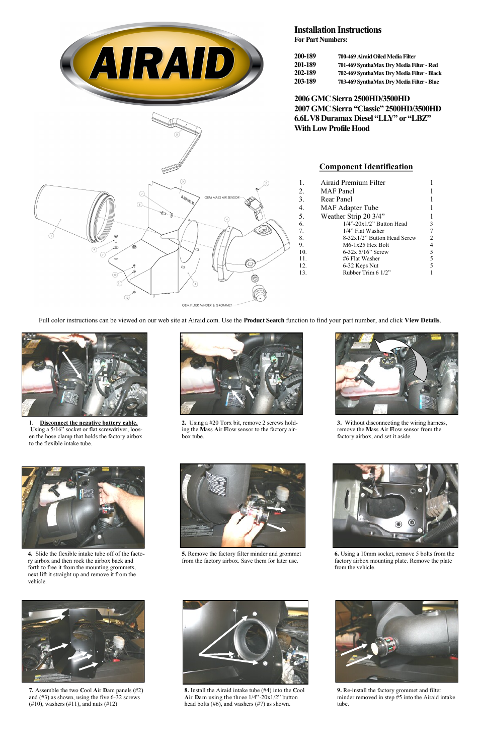 Airaid 200-189 User Manual | 2 pages