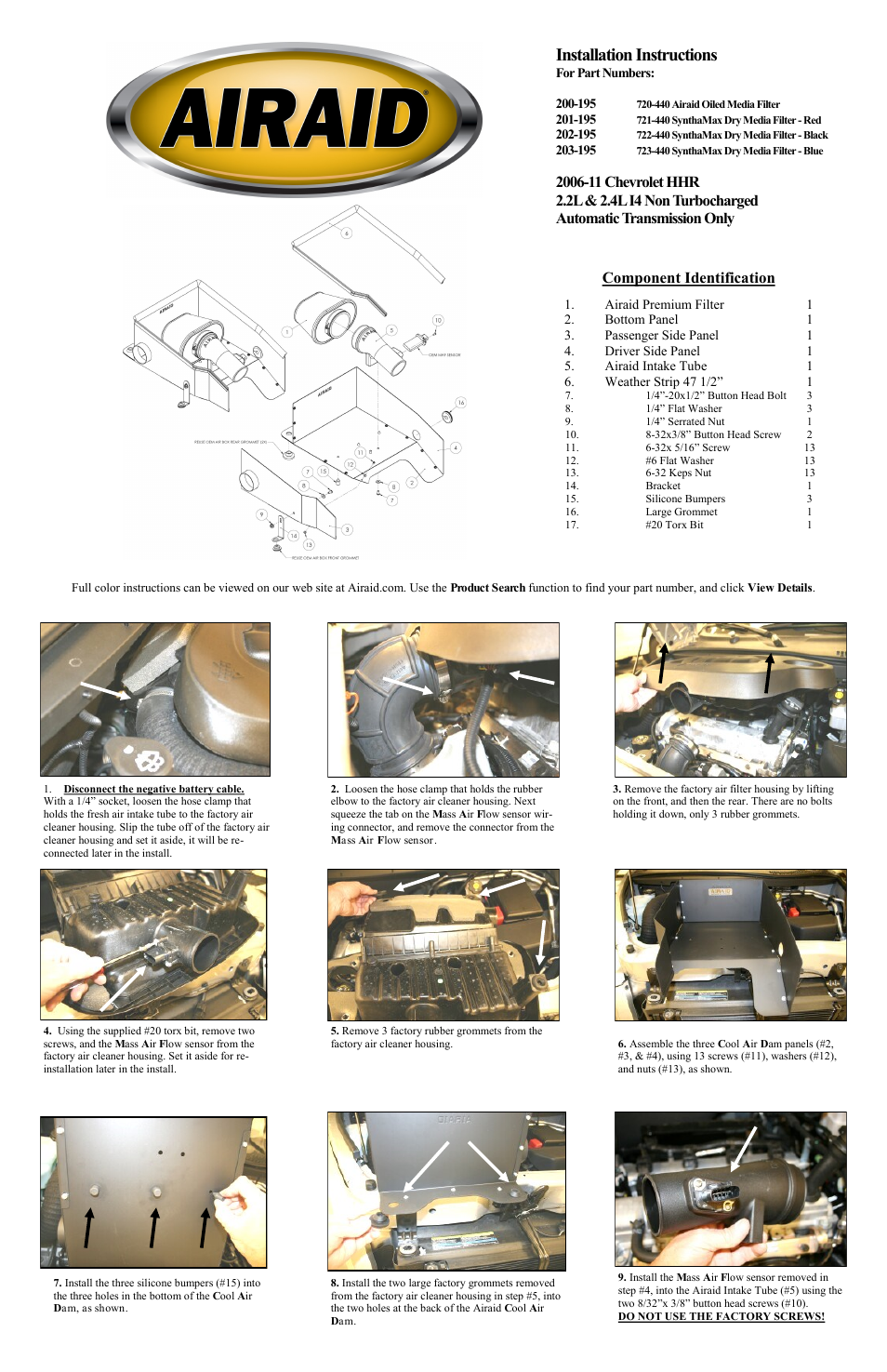 Airaid 200-195 User Manual | 2 pages