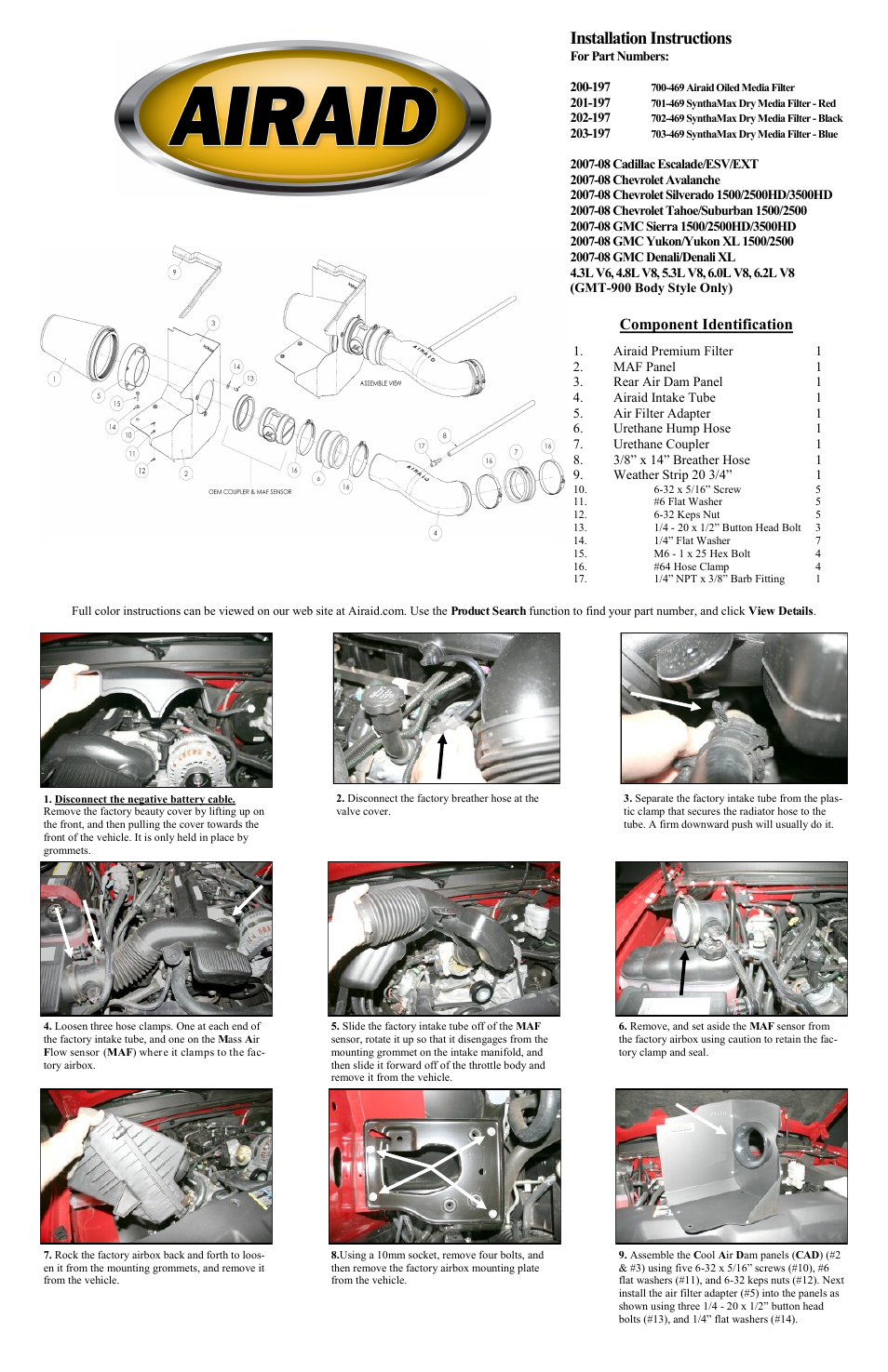 Airaid 200-197 User Manual | 2 pages