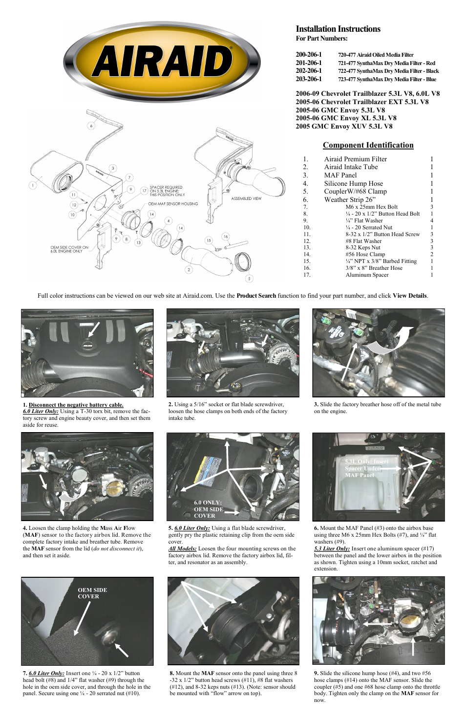 Airaid 200-206-1 User Manual | 2 pages