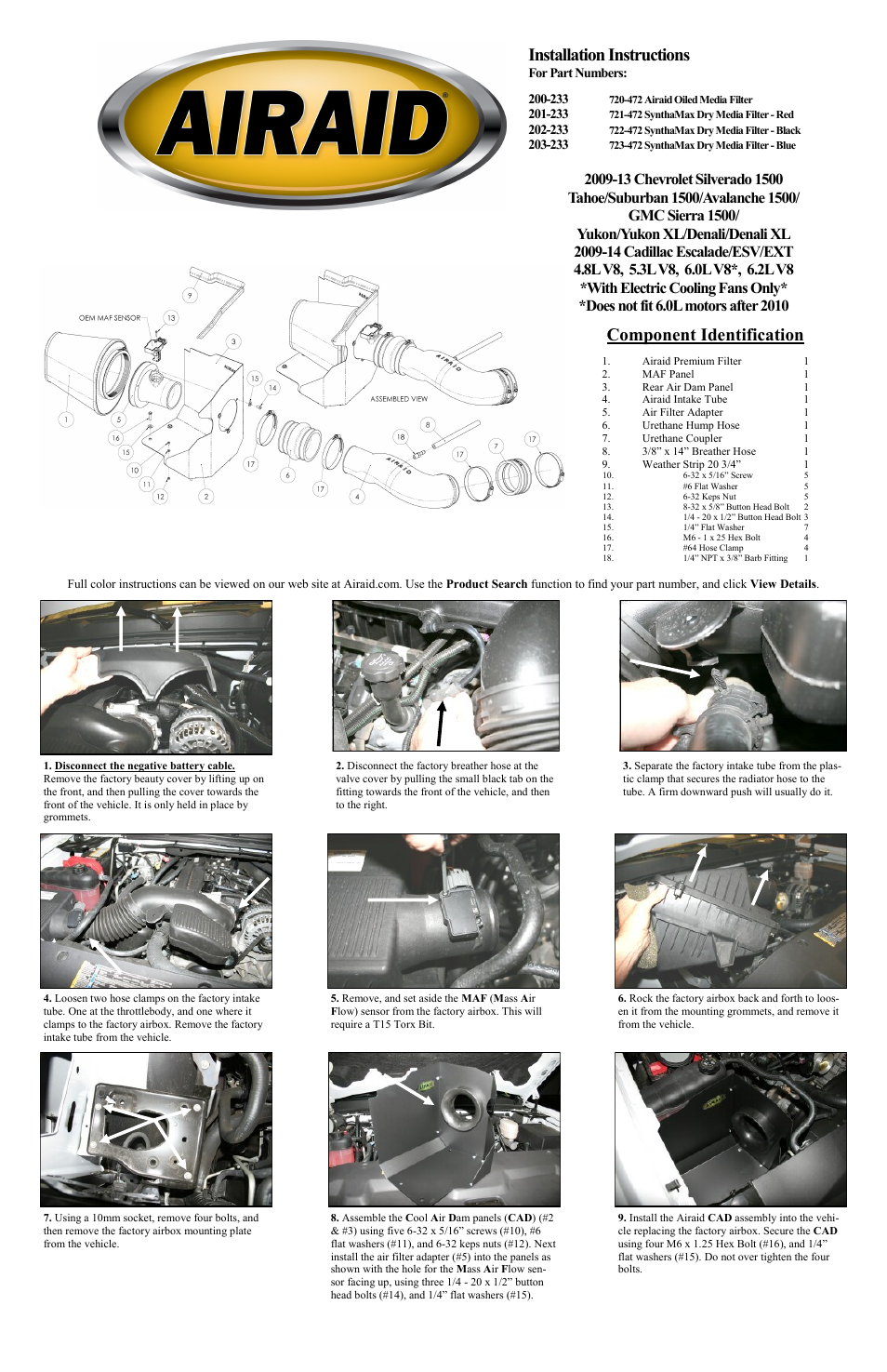 Airaid 200-233 User Manual | 2 pages