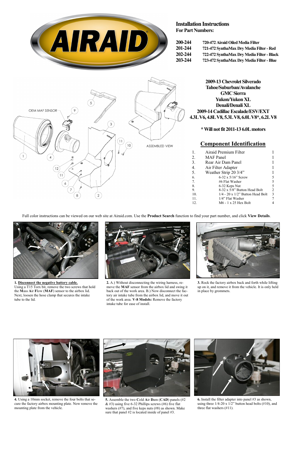 Airaid 200-244 User Manual | 2 pages