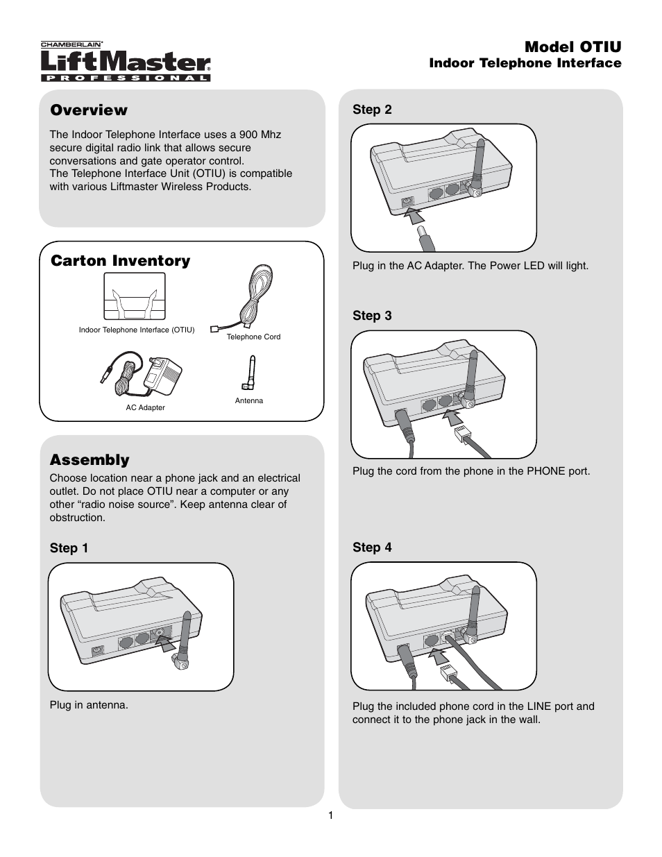Chamberlain OTIU User Manual | 4 pages