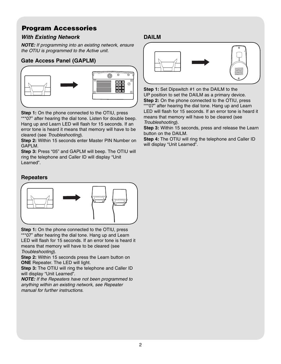 Program accessories | Chamberlain OTIU User Manual | Page 2 / 4
