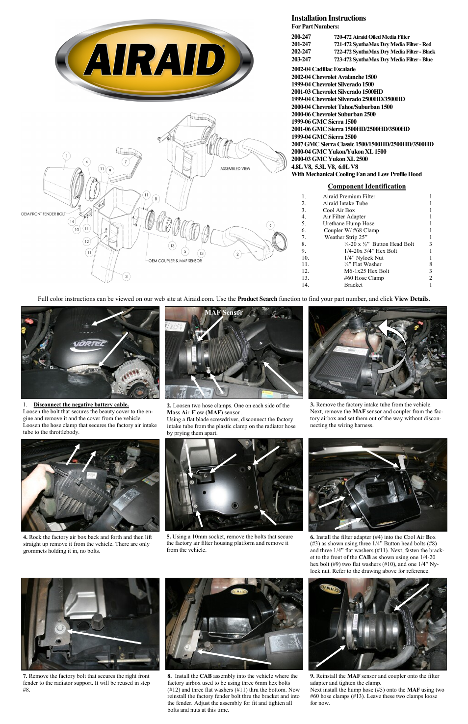 Airaid 200-247 User Manual | 2 pages