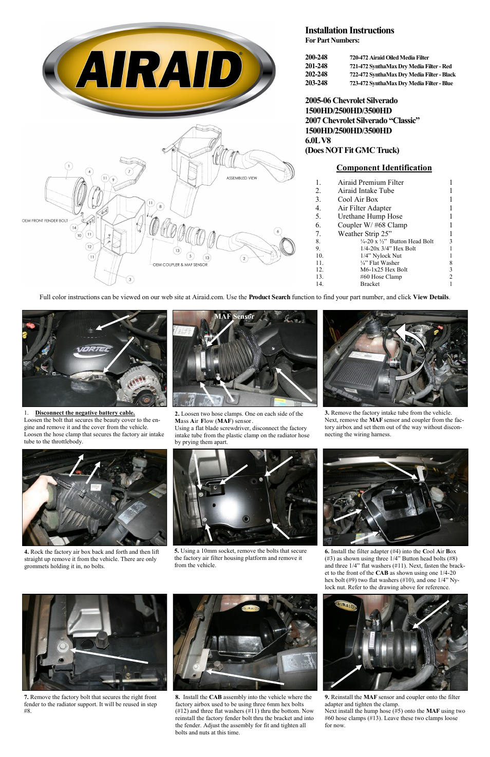 Airaid 200-248 User Manual | 2 pages