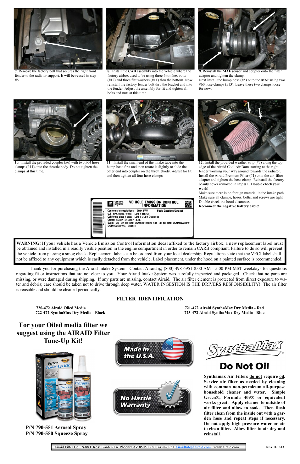 Airaid 200-250 User Manual | Page 2 / 2