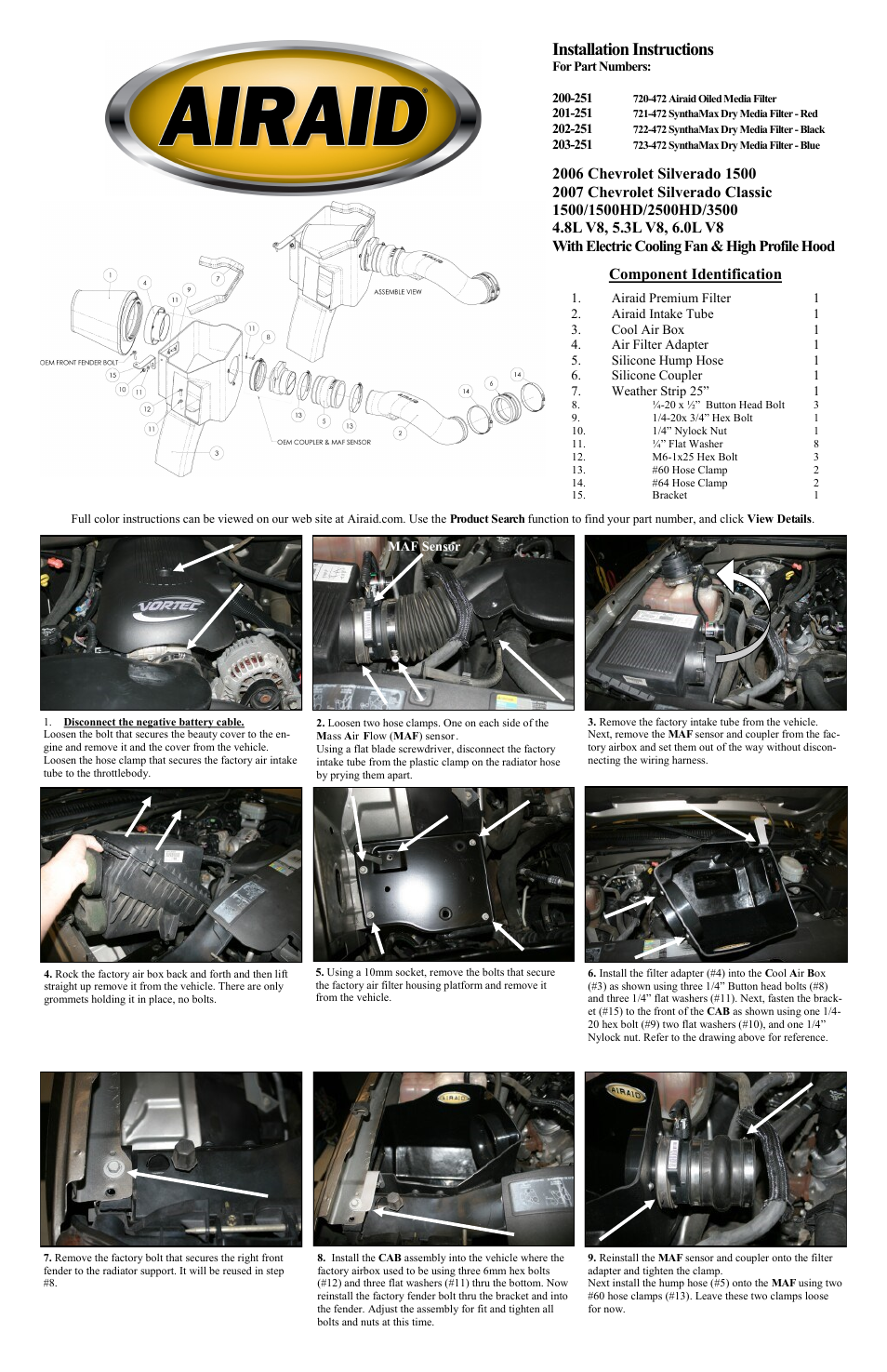 Airaid 200-251 User Manual | 2 pages