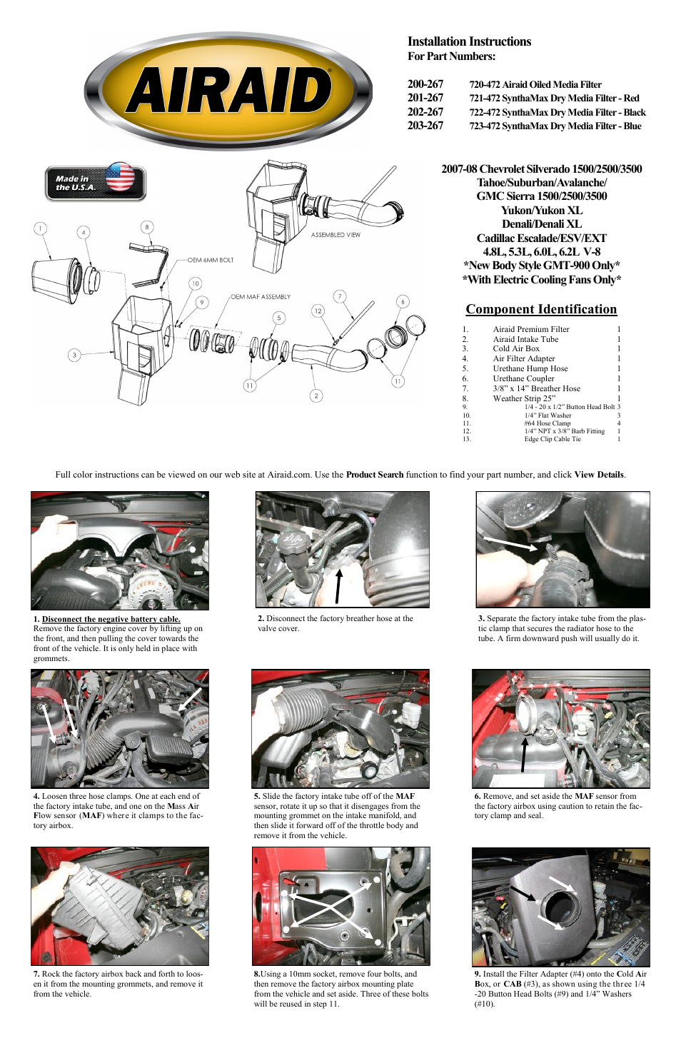 Airaid 200-267 User Manual | 2 pages