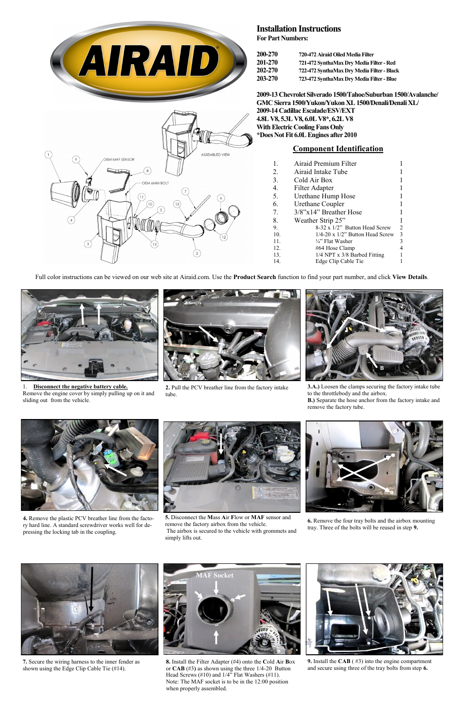 Airaid 200-270 User Manual | 2 pages