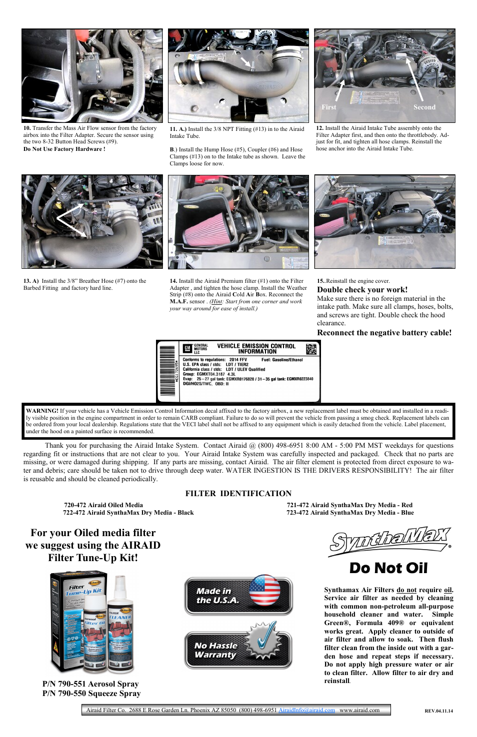 Airaid 200-270 User Manual | Page 2 / 2