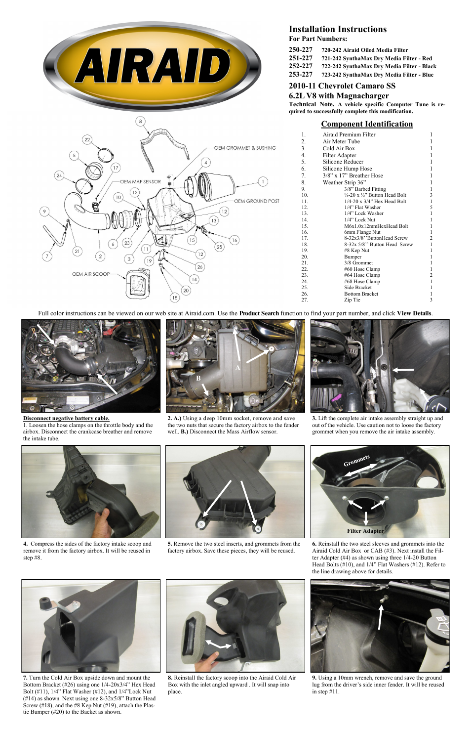 Airaid 250-227 User Manual | 2 pages