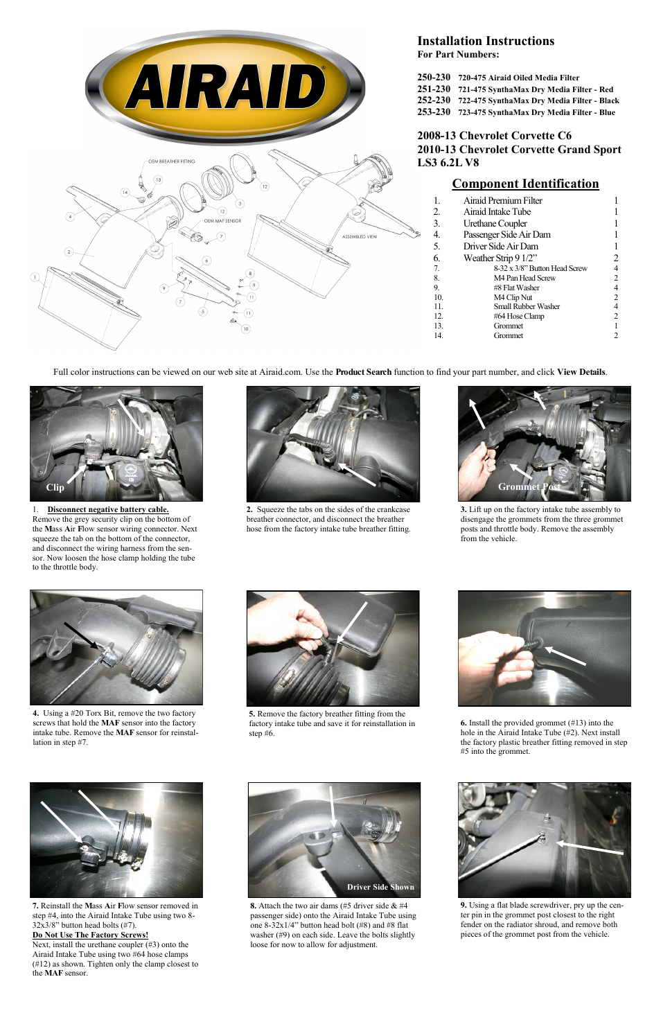 Airaid 250-230 User Manual | 2 pages