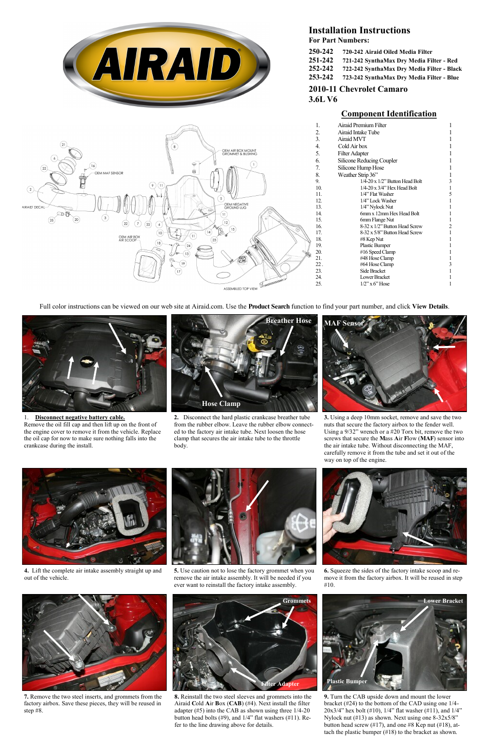Airaid 250-242 User Manual | 2 pages