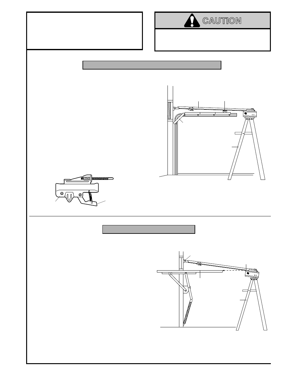 4) position the opener, Sectional door & one-piece door with track, One-piece door without track | Caution, Installation step 4, Position the opener | Chamberlain 1270LMC User Manual | Page 12 / 36