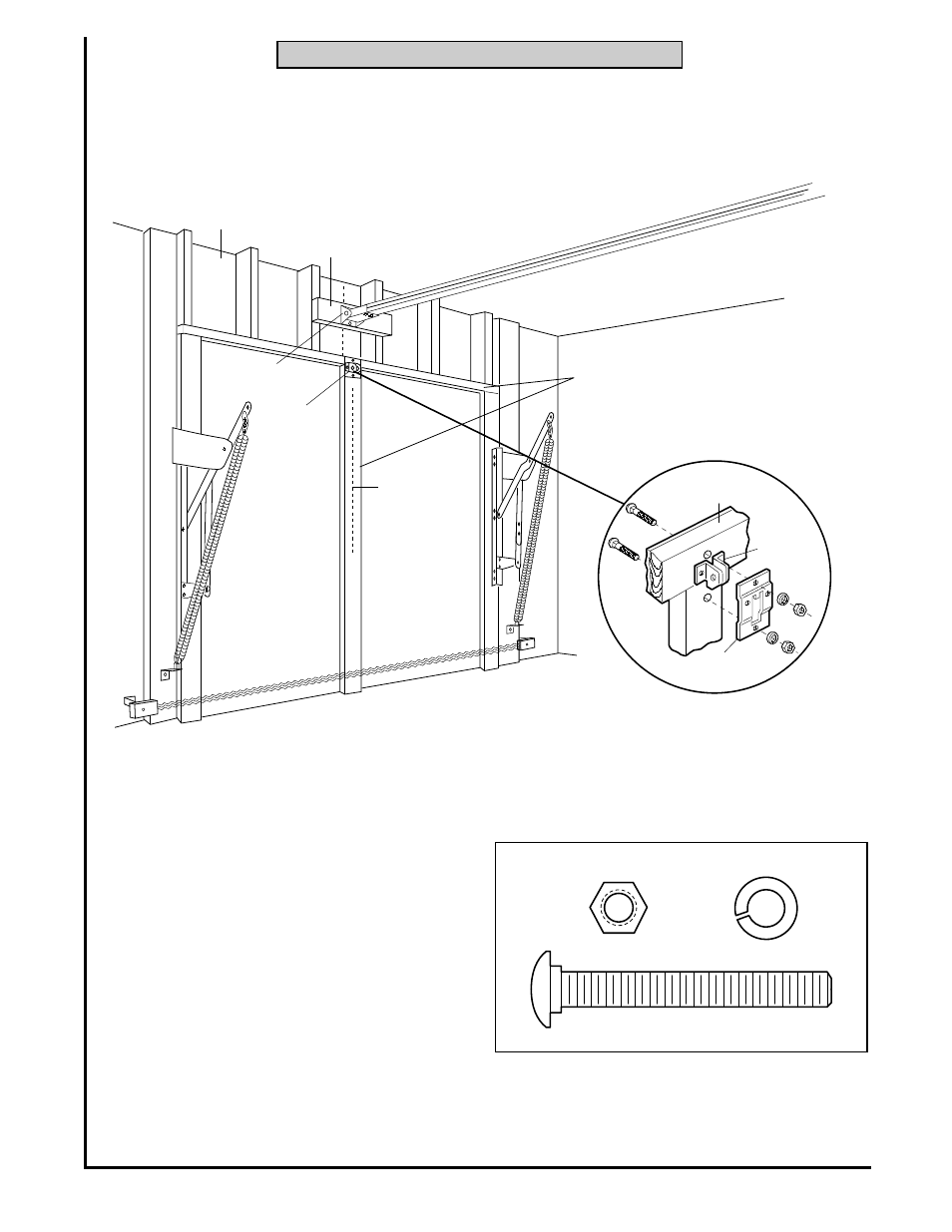 All one-piece door installation procedure, Hardware shown actual size | Chamberlain 1270LMC User Manual | Page 21 / 36