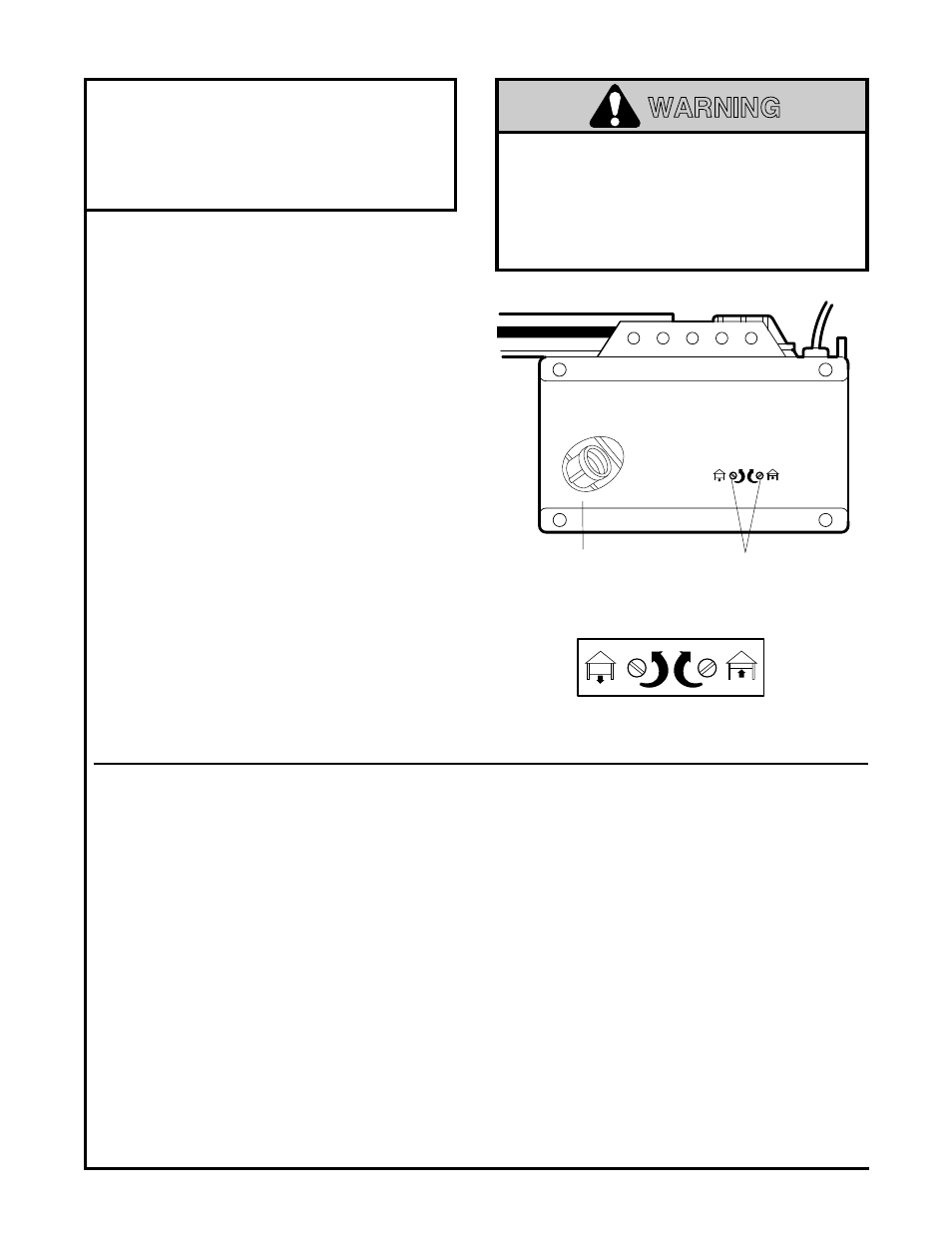 Adjustment section, 1) adjust the up and down limits, Warning | Adjustment step 1, Adjust the up and down limits | Chamberlain 1270LMC User Manual | Page 24 / 36