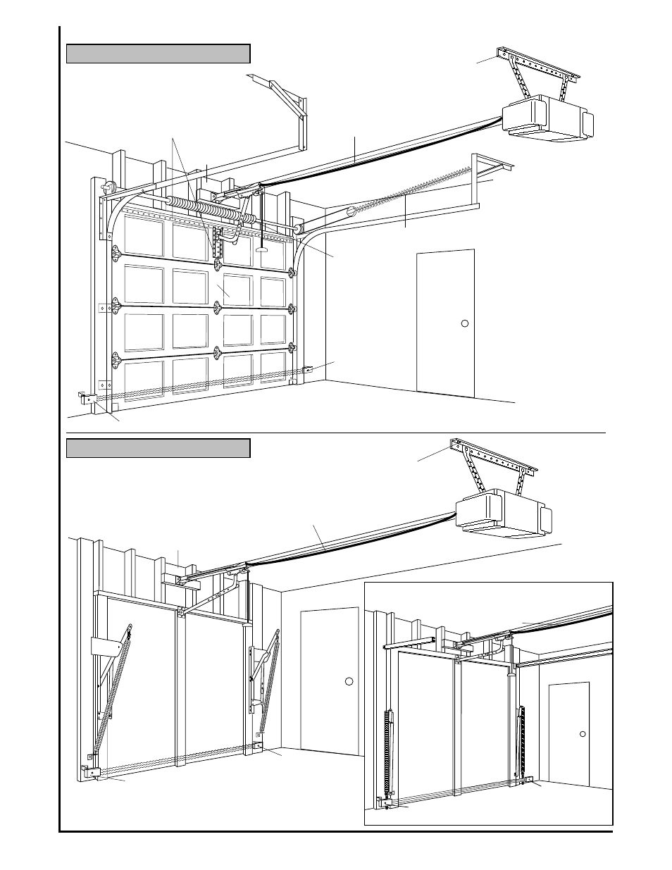 Sectional door installation, One-piece door installation | Chamberlain 1270LMC User Manual | Page 4 / 36