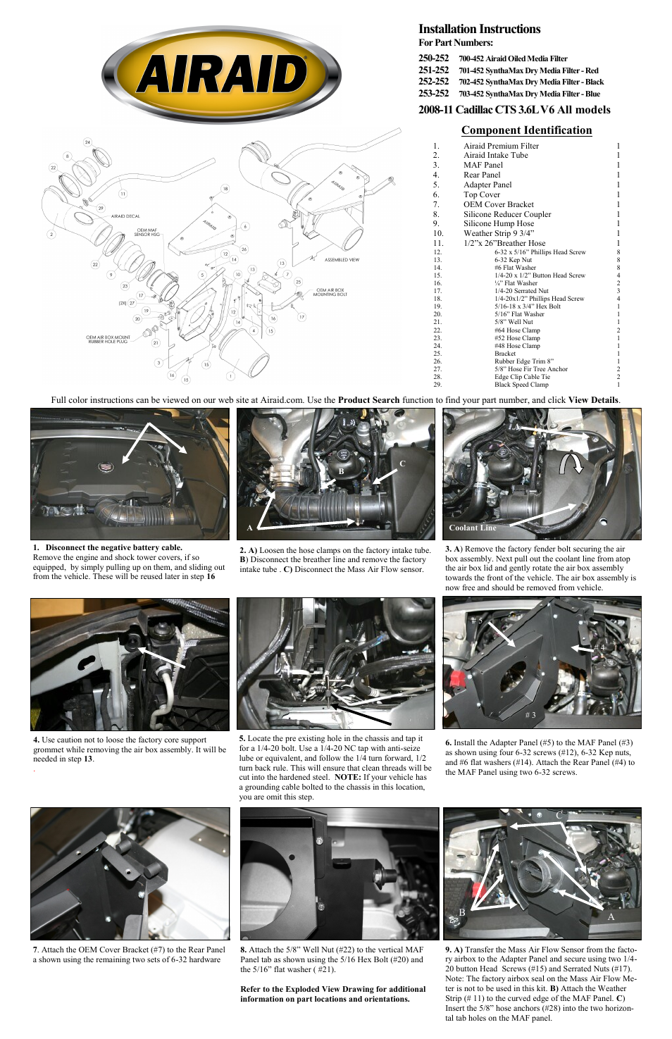 Airaid 250-252 User Manual | 2 pages