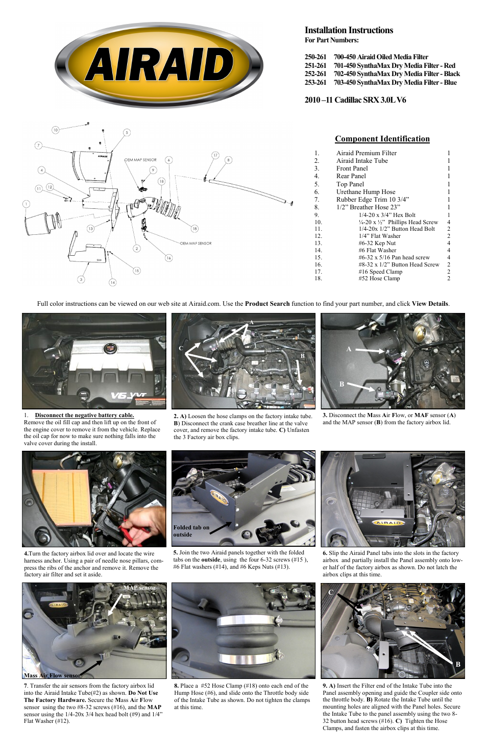 Airaid 250-261 User Manual | 2 pages
