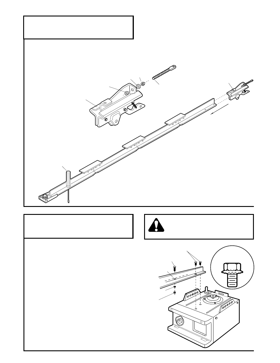 Assemble and install trolley, Fasten t-rail to opener, Assembly step 2 | Assembly step 3 | Chamberlain 2000E - 1/3 HP User Manual | Page 8 / 28