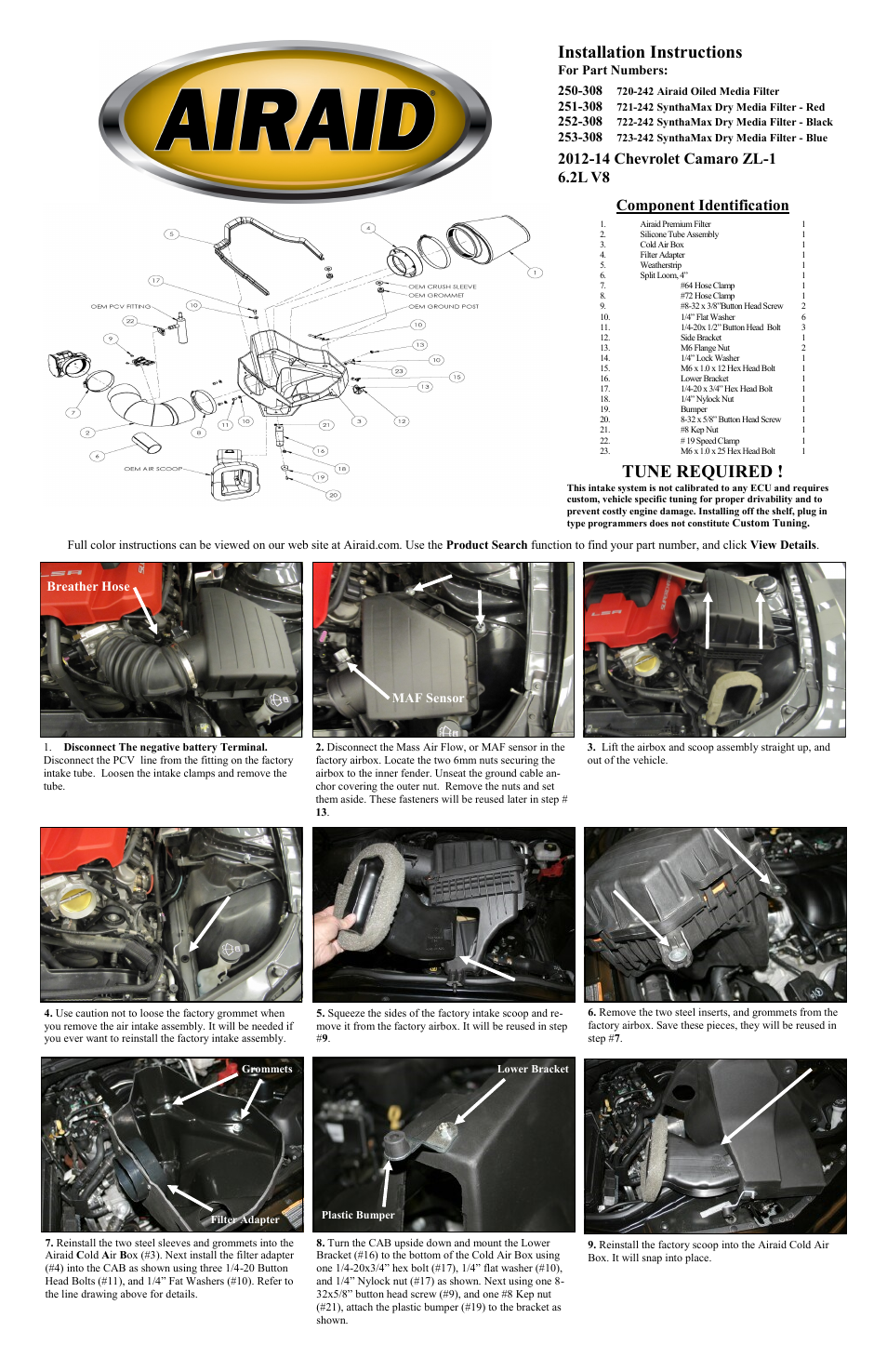 Airaid 250-308 User Manual | 2 pages