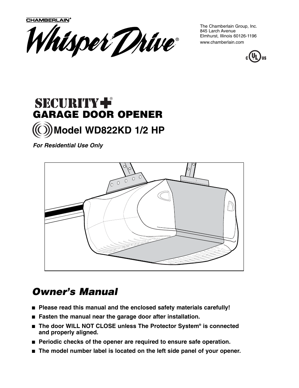 Chamberlain WD822KD 1/2 HP User Manual | 40 pages