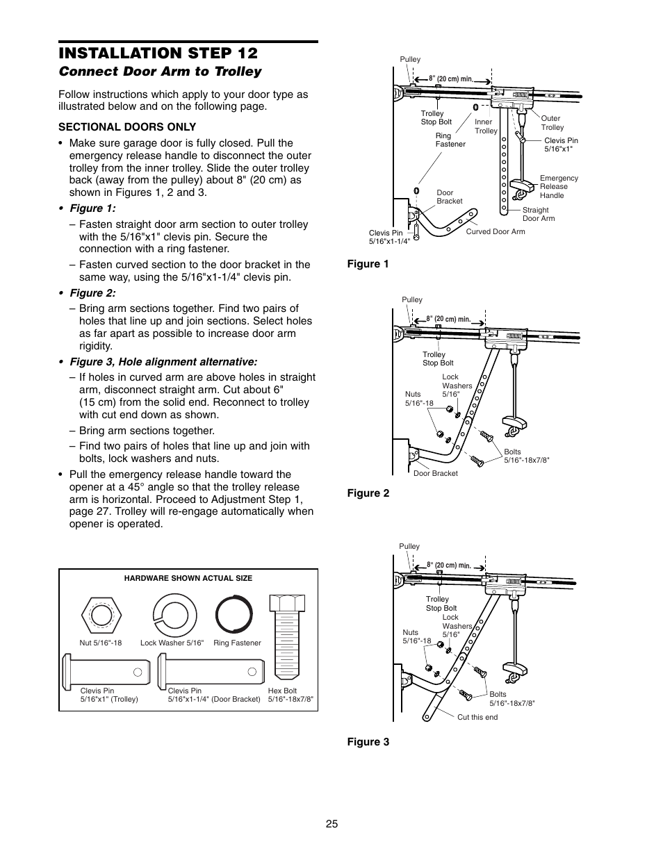 Installation step 12 connect door arm to trolley, Installation step 12, Connect door arm to trolley | Chamberlain WD822KD 1/2 HP User Manual | Page 25 / 40