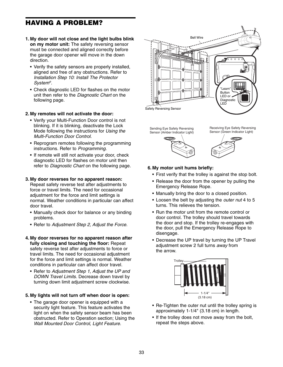 Having a problem | Chamberlain WD822KD 1/2 HP User Manual | Page 33 / 40