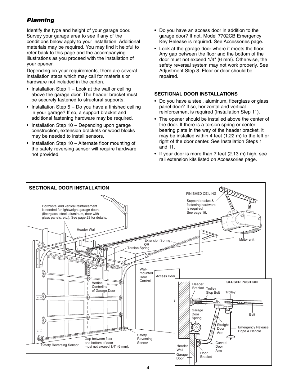 Planning | Chamberlain WD822KD 1/2 HP User Manual | Page 4 / 40