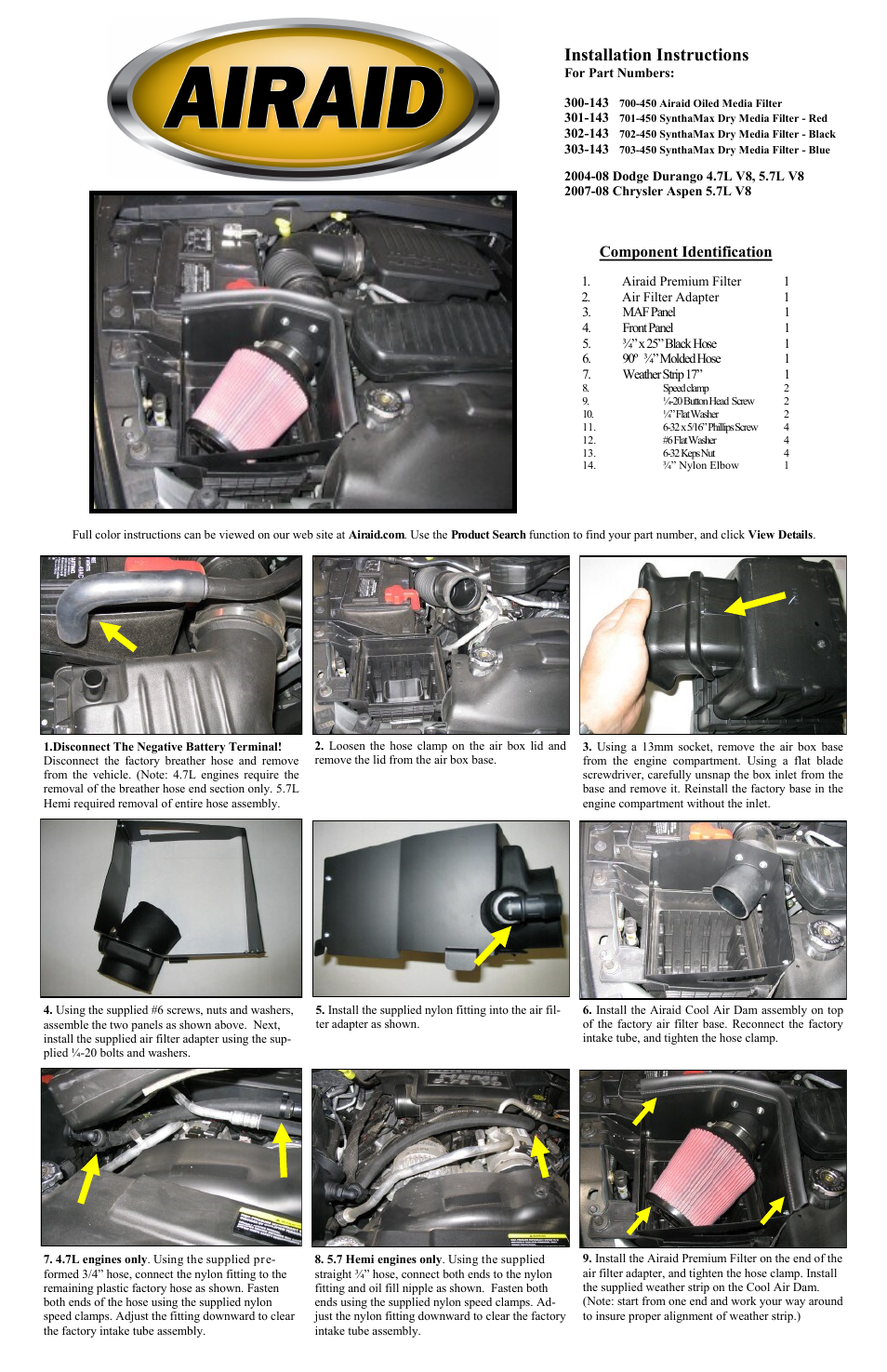 Airaid 300-143 User Manual | 2 pages