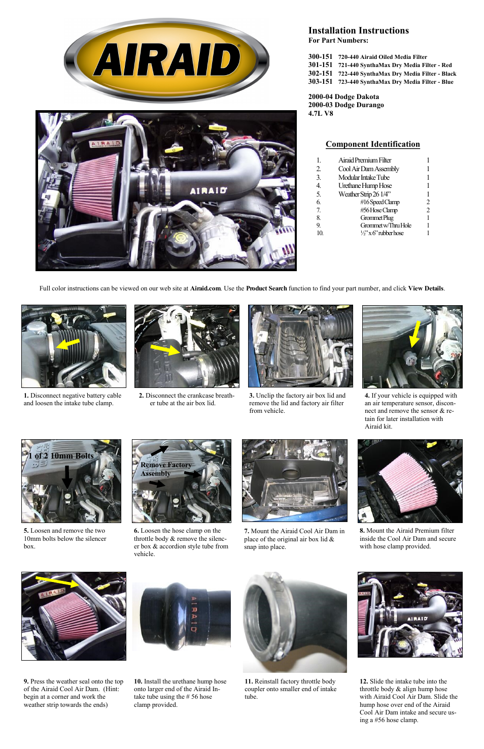 Airaid 300-151 User Manual | 2 pages