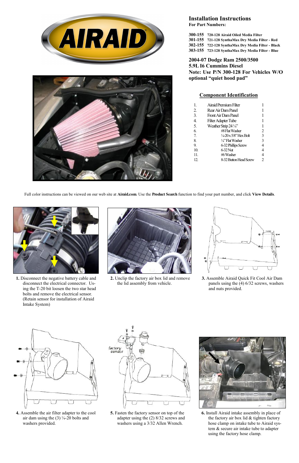 Airaid 300-155 User Manual | 2 pages