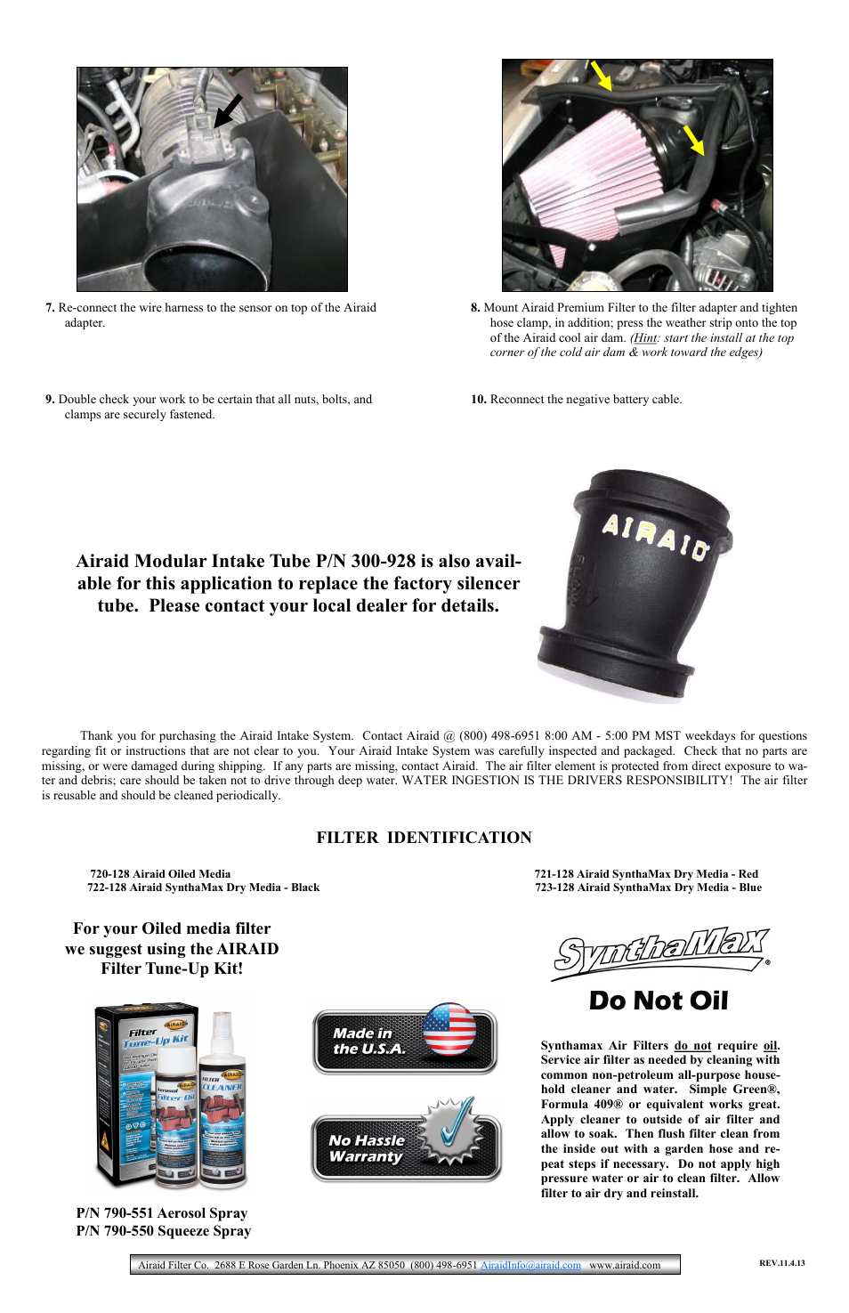 Filter identification | Airaid 300-155 User Manual | Page 2 / 2