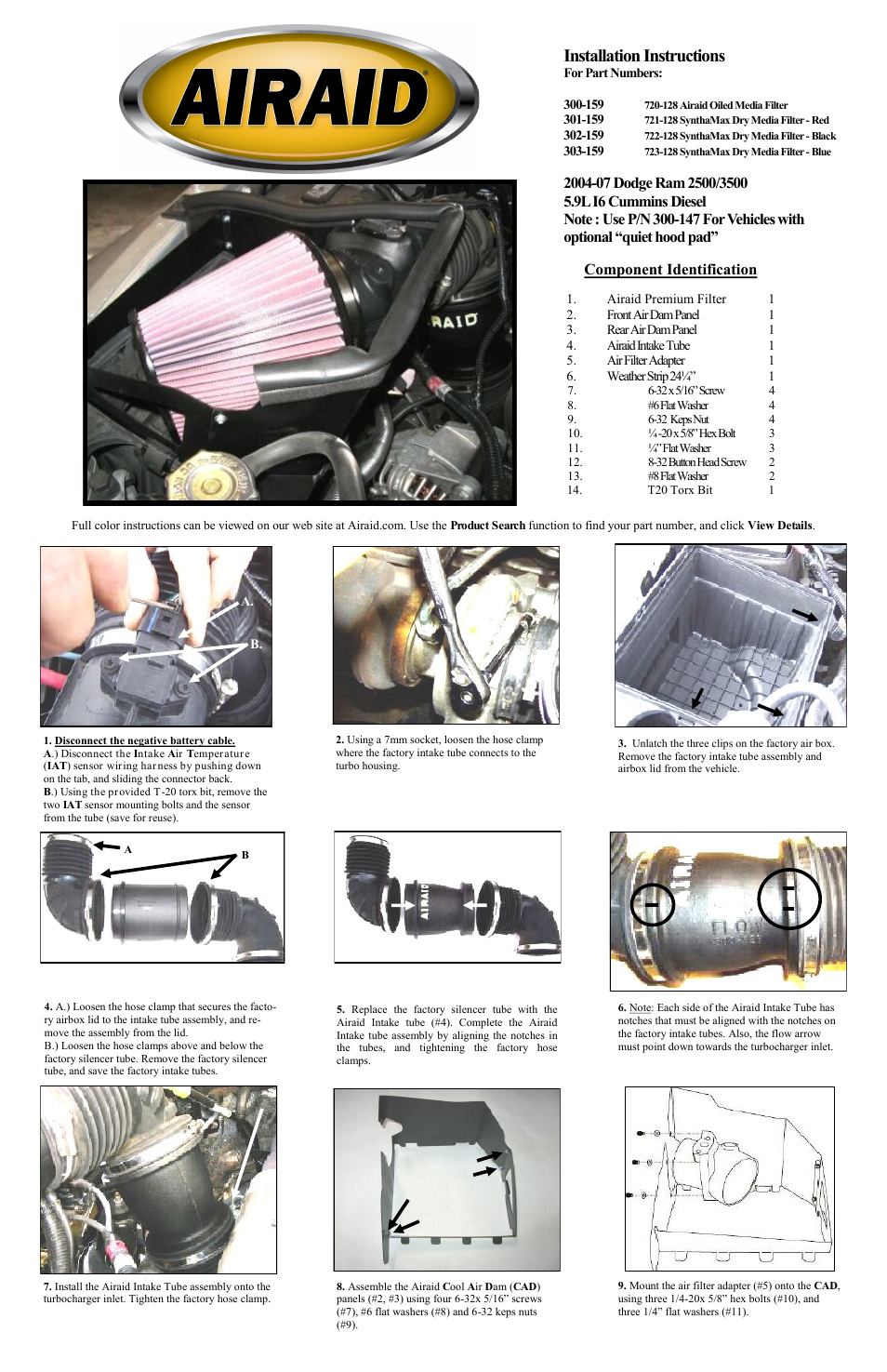 Airaid 300-159 User Manual | 2 pages