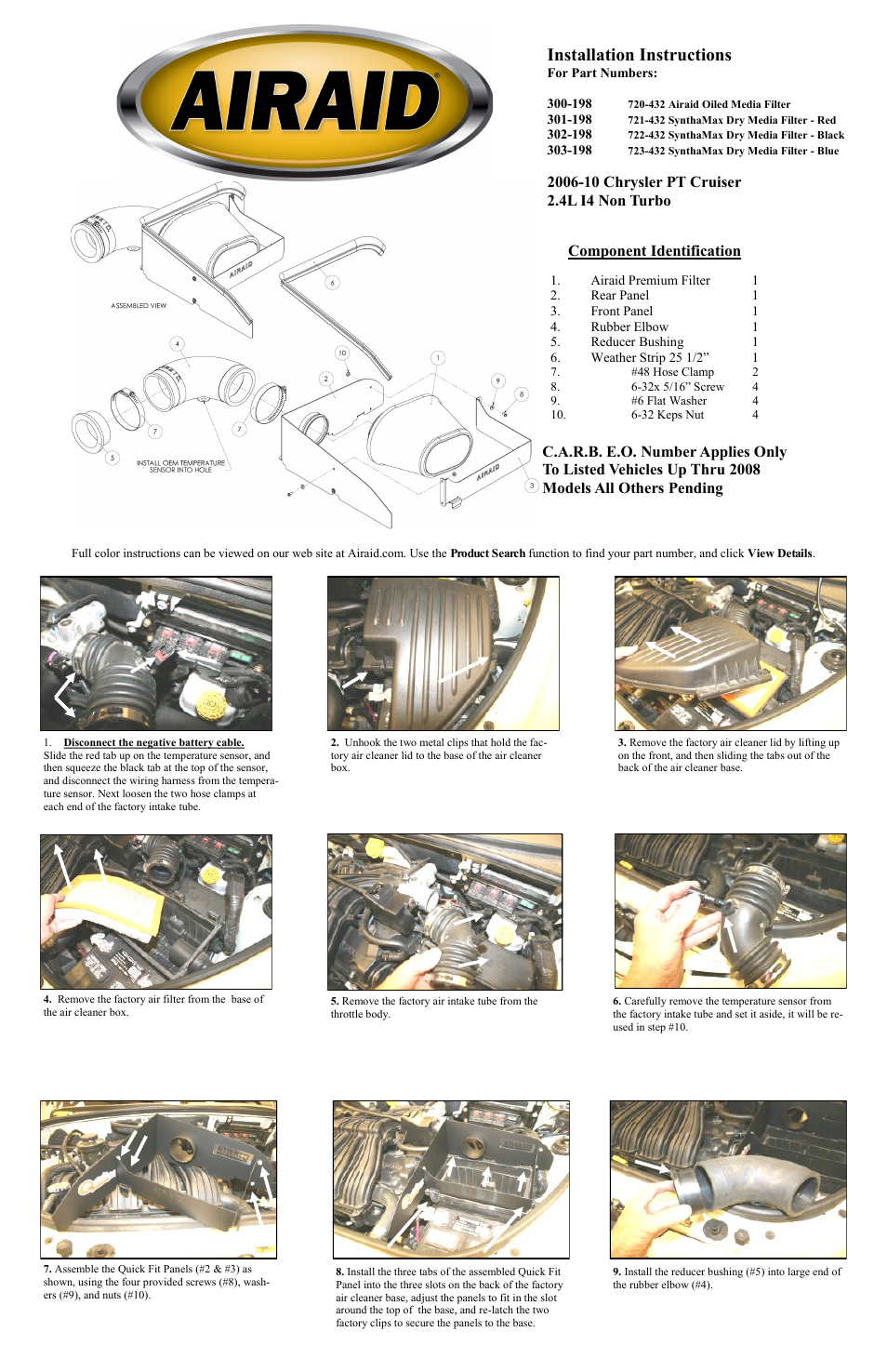 Airaid 300-198 User Manual | 2 pages