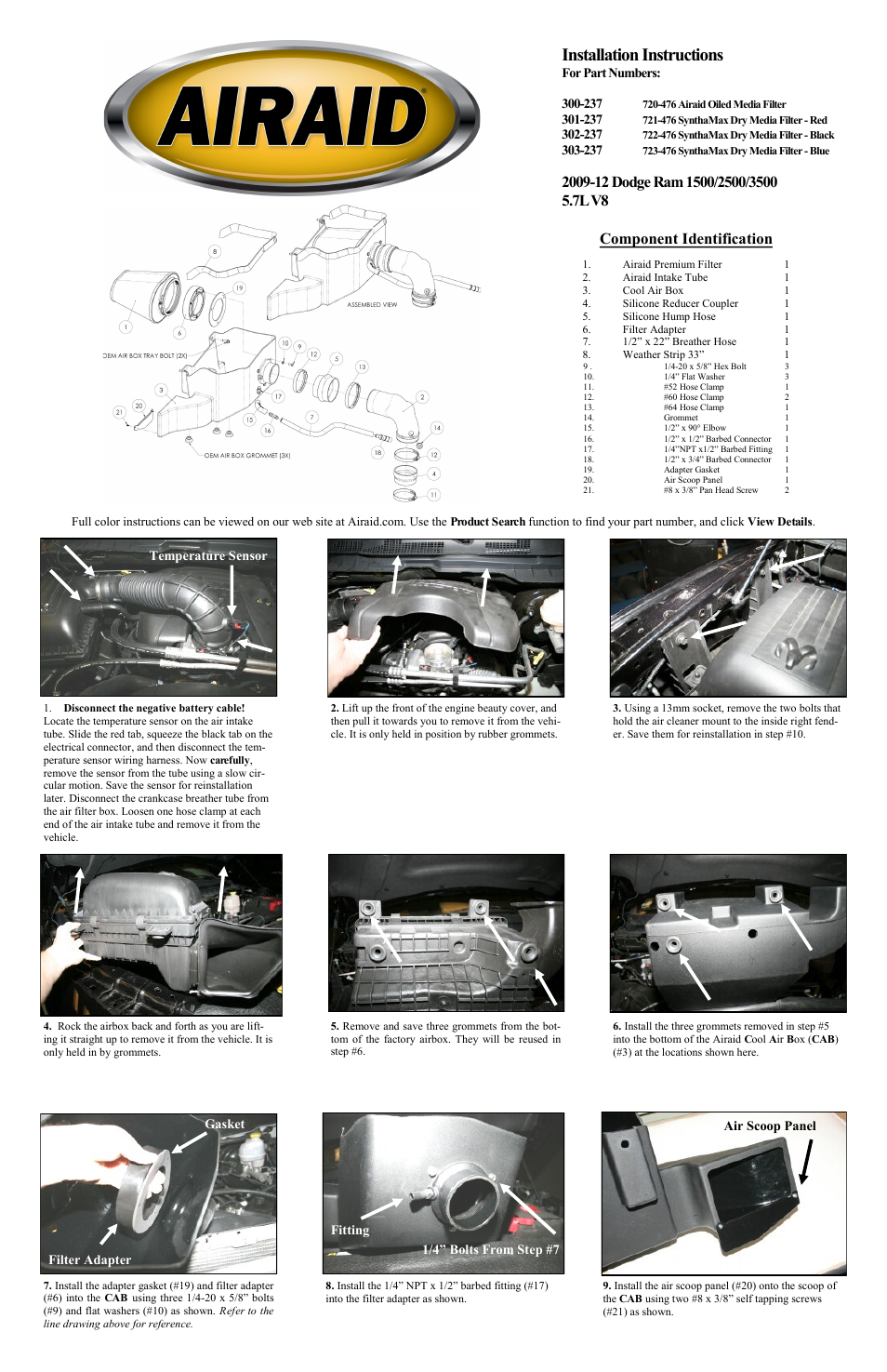 Airaid 300-237 User Manual | 2 pages
