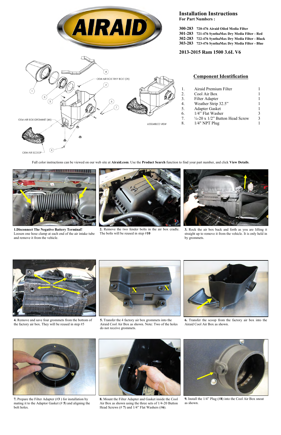 Airaid 300-283 User Manual | 2 pages