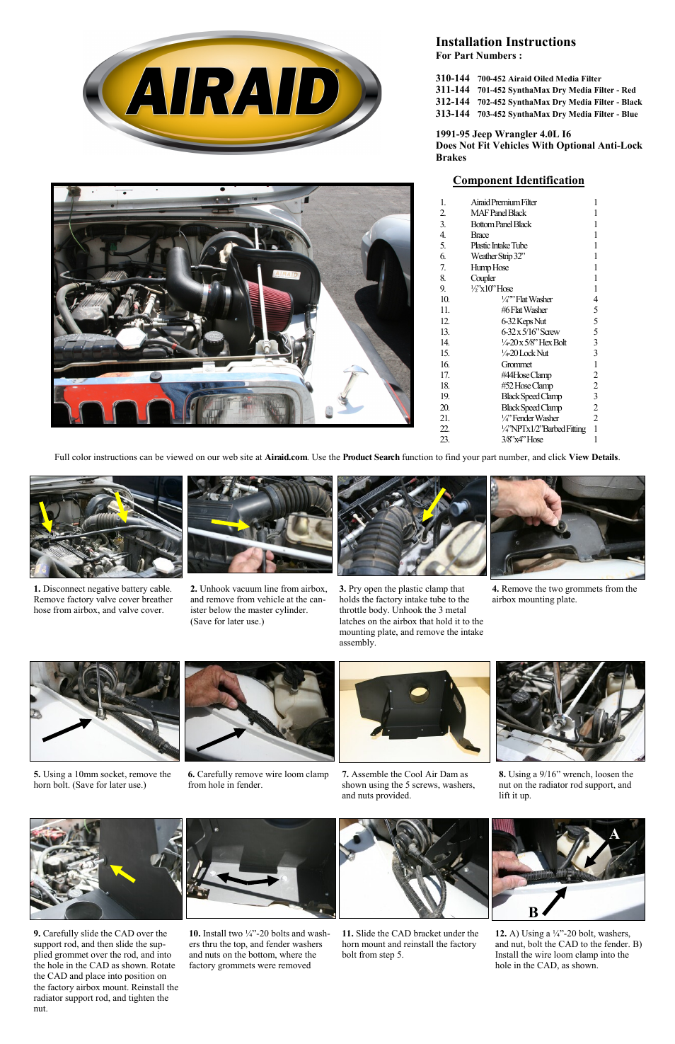 Airaid 310-144 User Manual | 2 pages