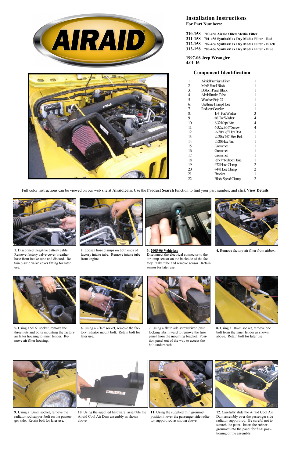 Airaid 310-158 User Manual | 2 pages