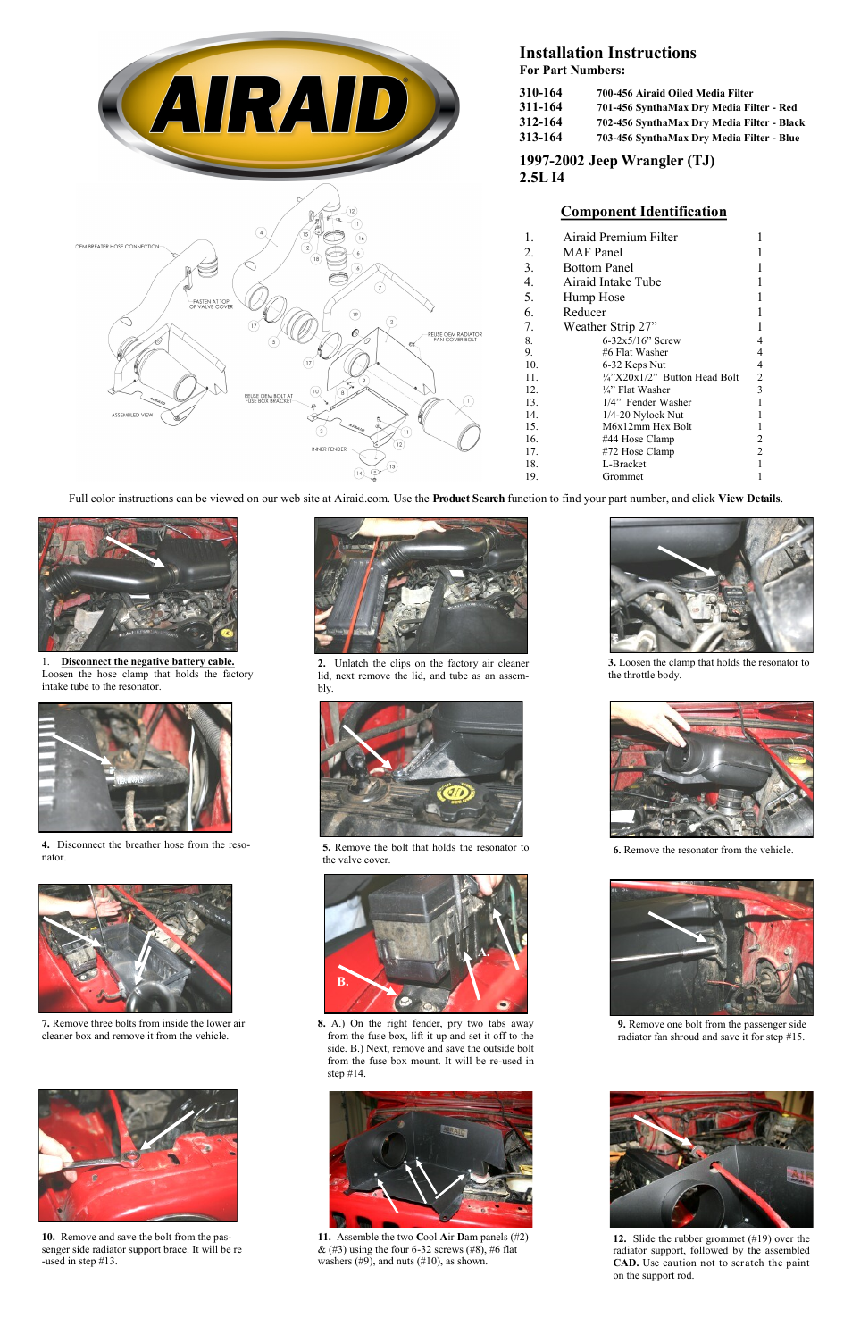 Airaid 310-164 User Manual | 2 pages