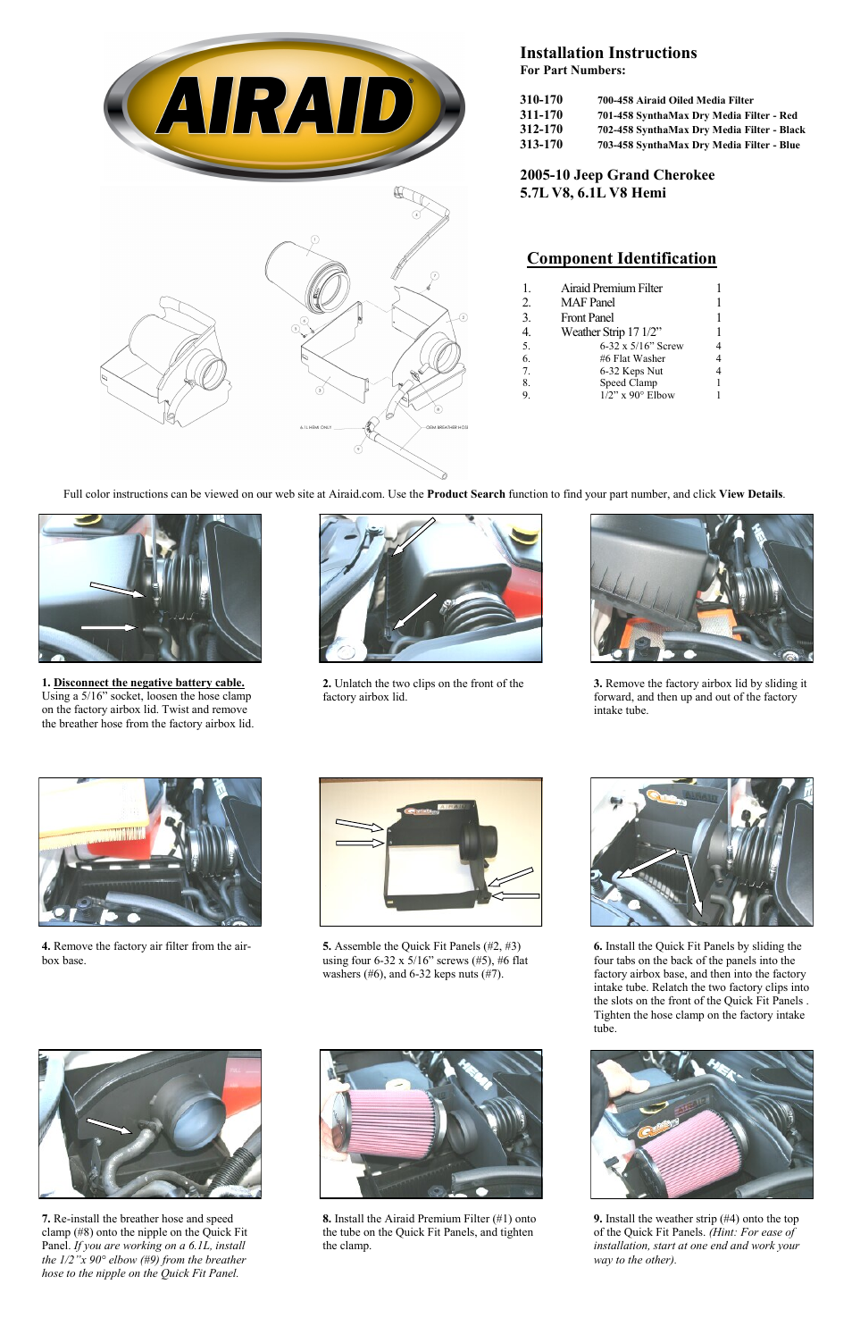 Airaid 310-170 User Manual | 2 pages