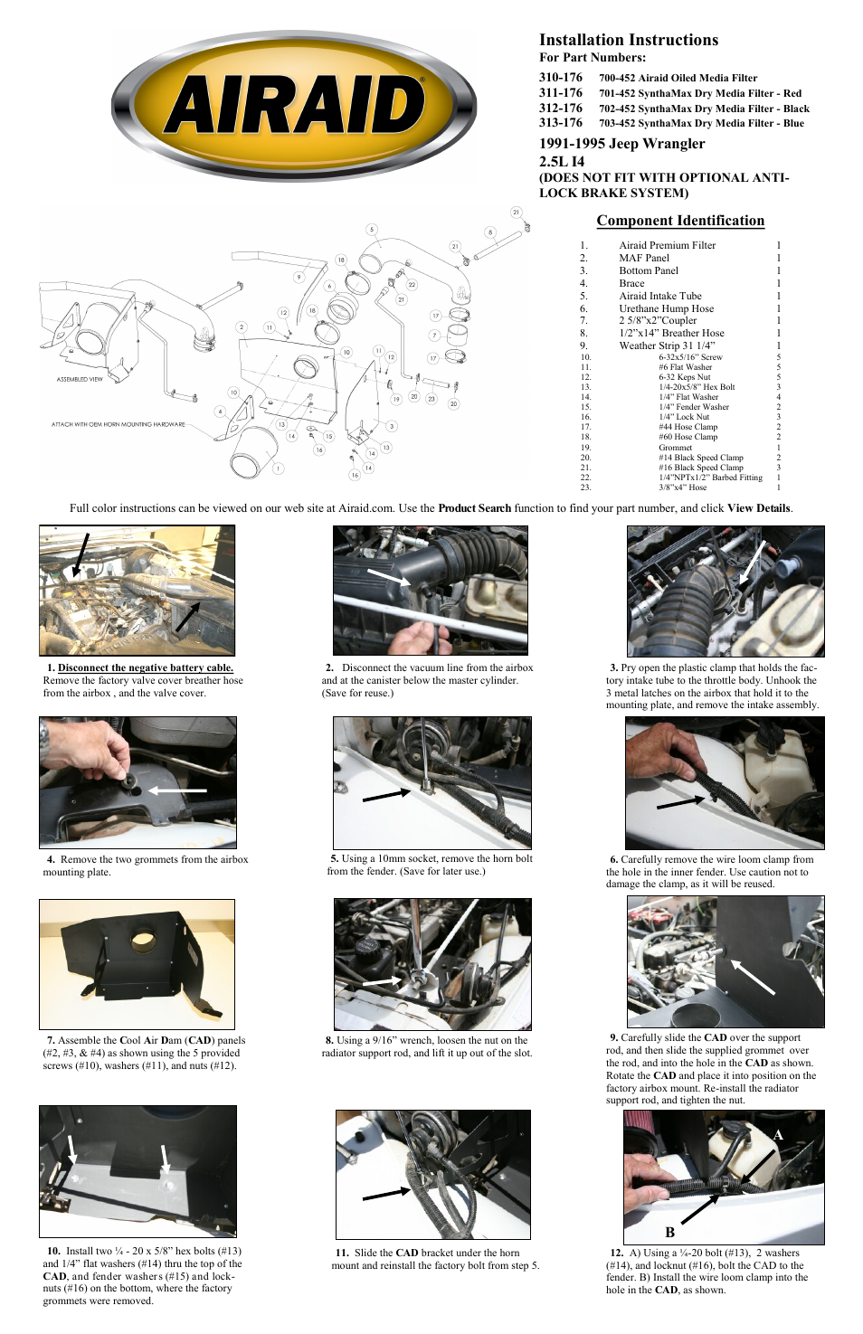 Airaid 310-176 User Manual | 2 pages