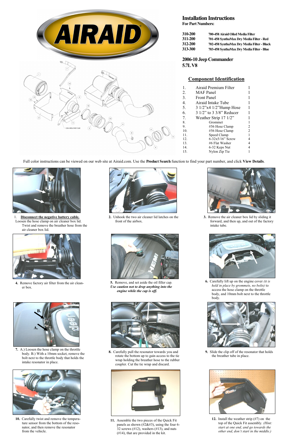 Airaid 310-200 User Manual | 2 pages