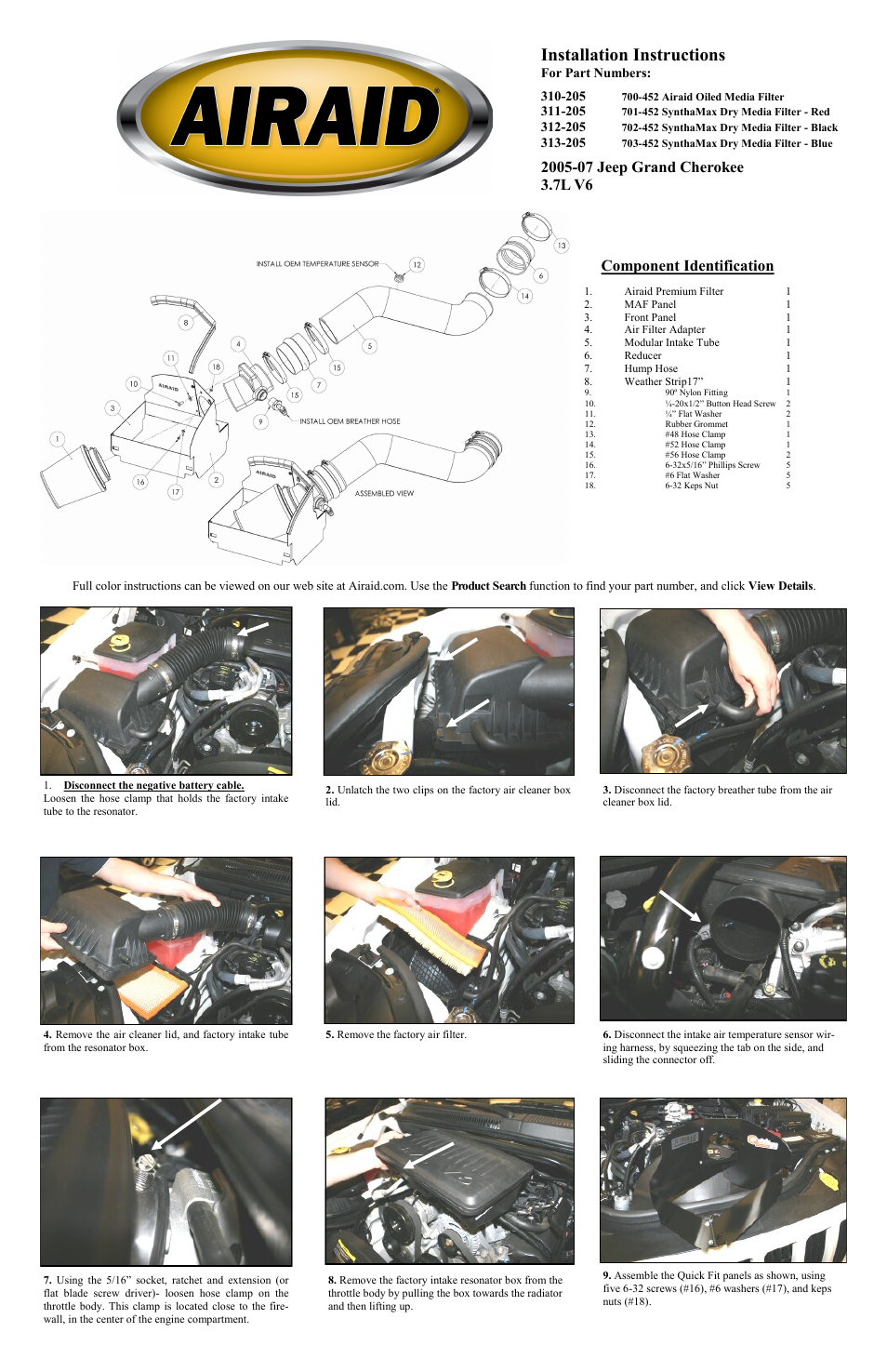 Airaid 310-205 User Manual | 2 pages