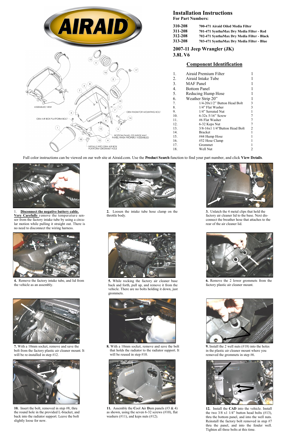 Airaid 310-208 User Manual | 2 pages