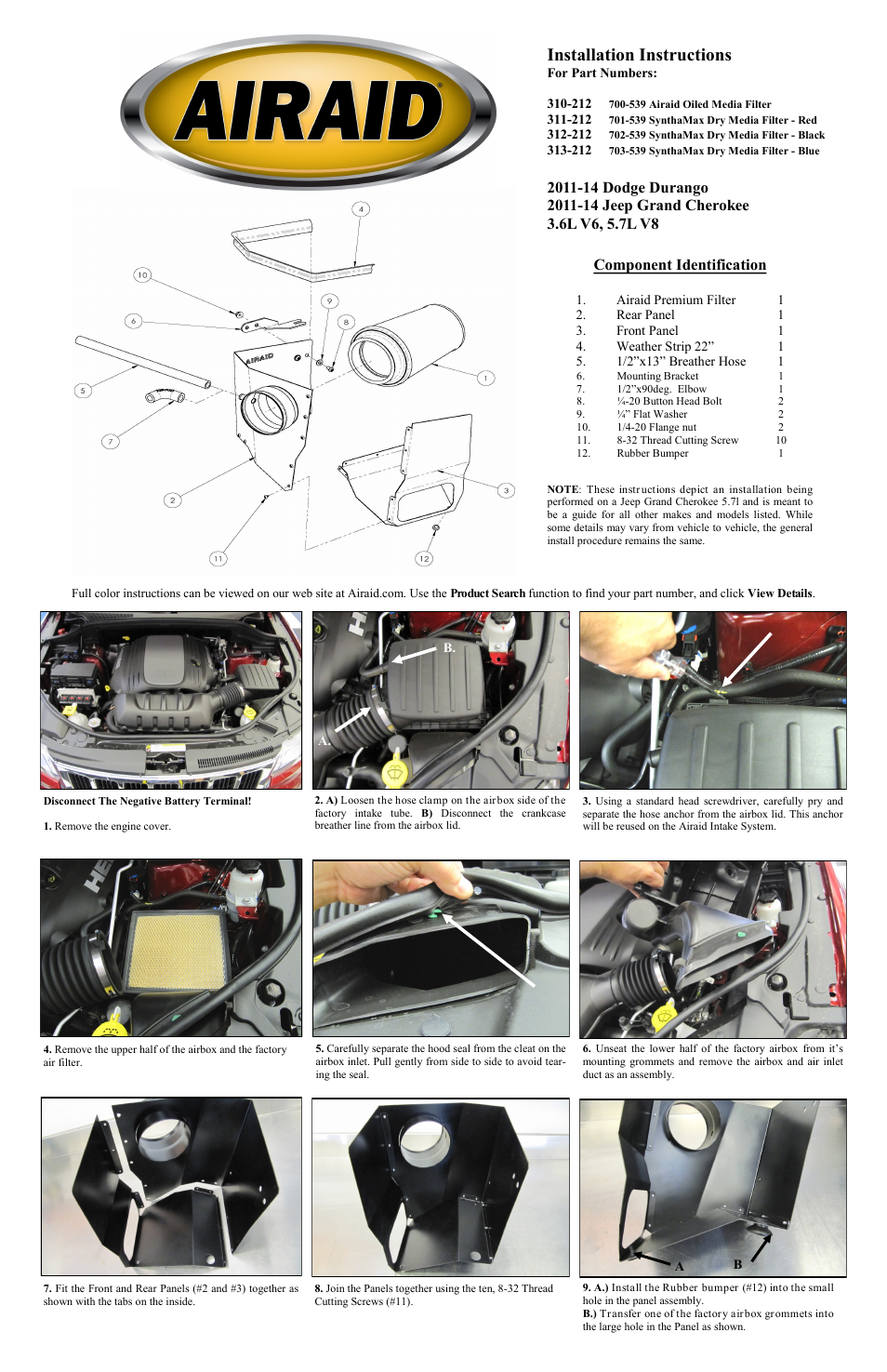 Airaid 310-212 User Manual | 2 pages