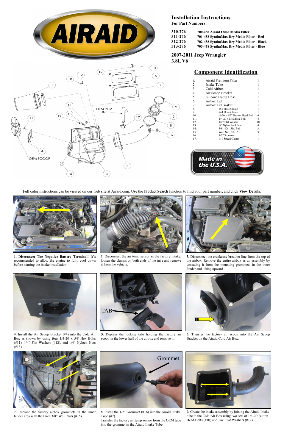 Airaid 310-276 User Manual | 2 pages