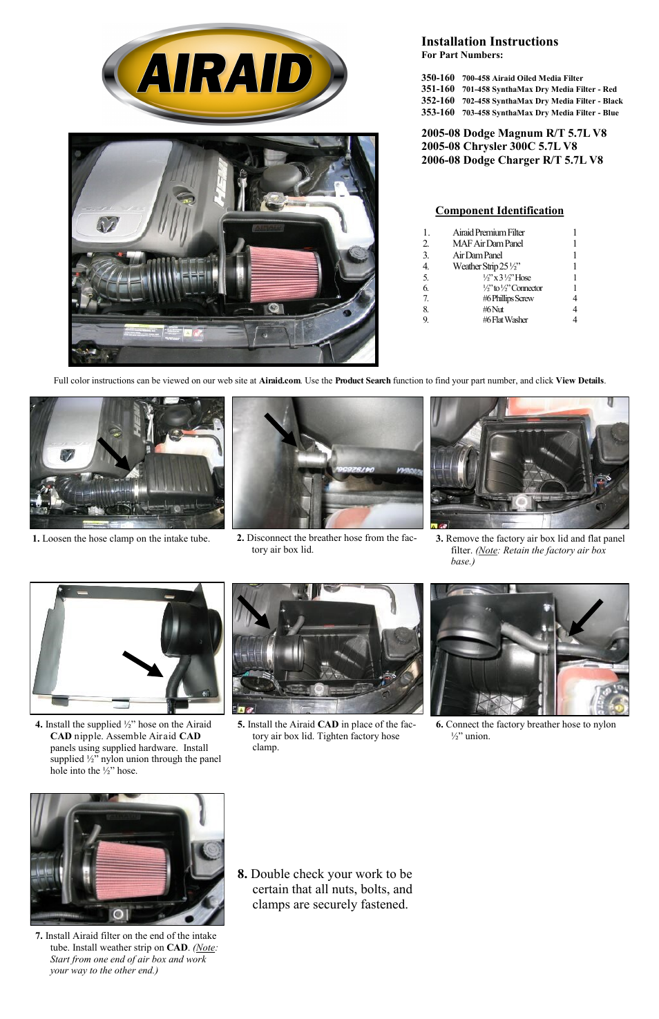 Airaid 350-160 User Manual | 2 pages